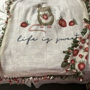 Cute Mouse and Strawberry Blanket